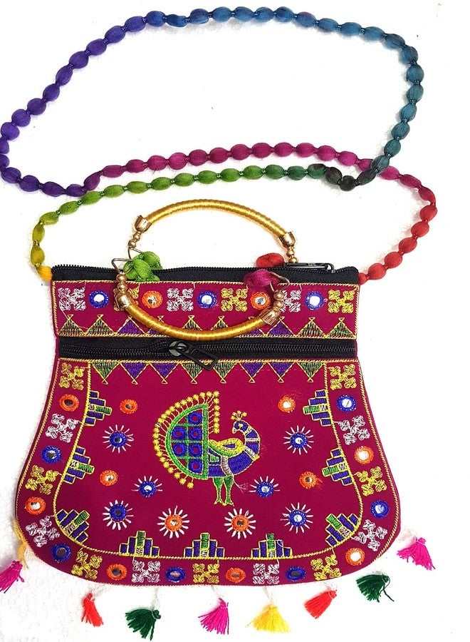 SUMERA WARQ Handicrafts Cotton Embrodery Multicolour Rajasthani Sling Bag for Women & Girls.. (Pink) - Image 1